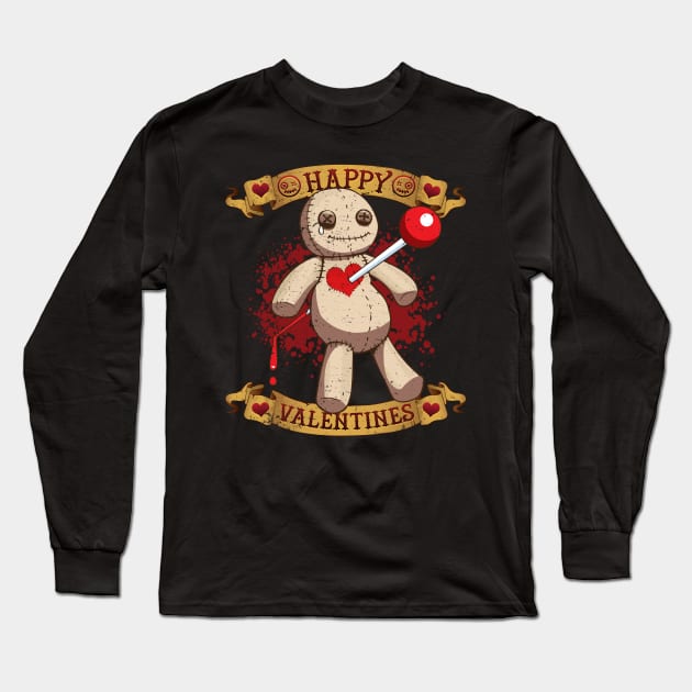 Happy Valentines Voodoo Doll Long Sleeve T-Shirt by ghsp